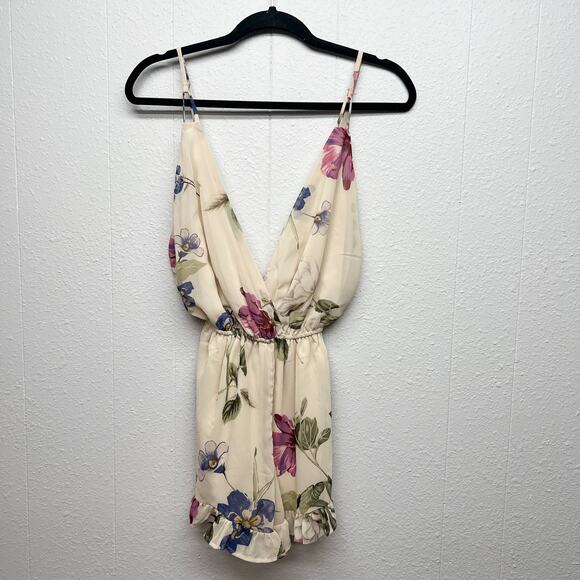 Mahina Floral Feminine Beach Coquette Chic Boho Romantic Womens Romper Small - Picture 1 of 14